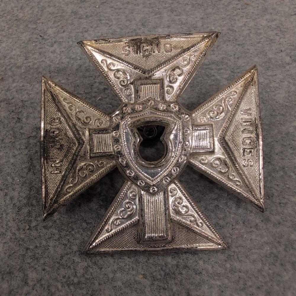 Vintage Knights Templar In Hoc Signo Vinces Cross Sword Scabbard Emblem Silver - Picture 1 of 3